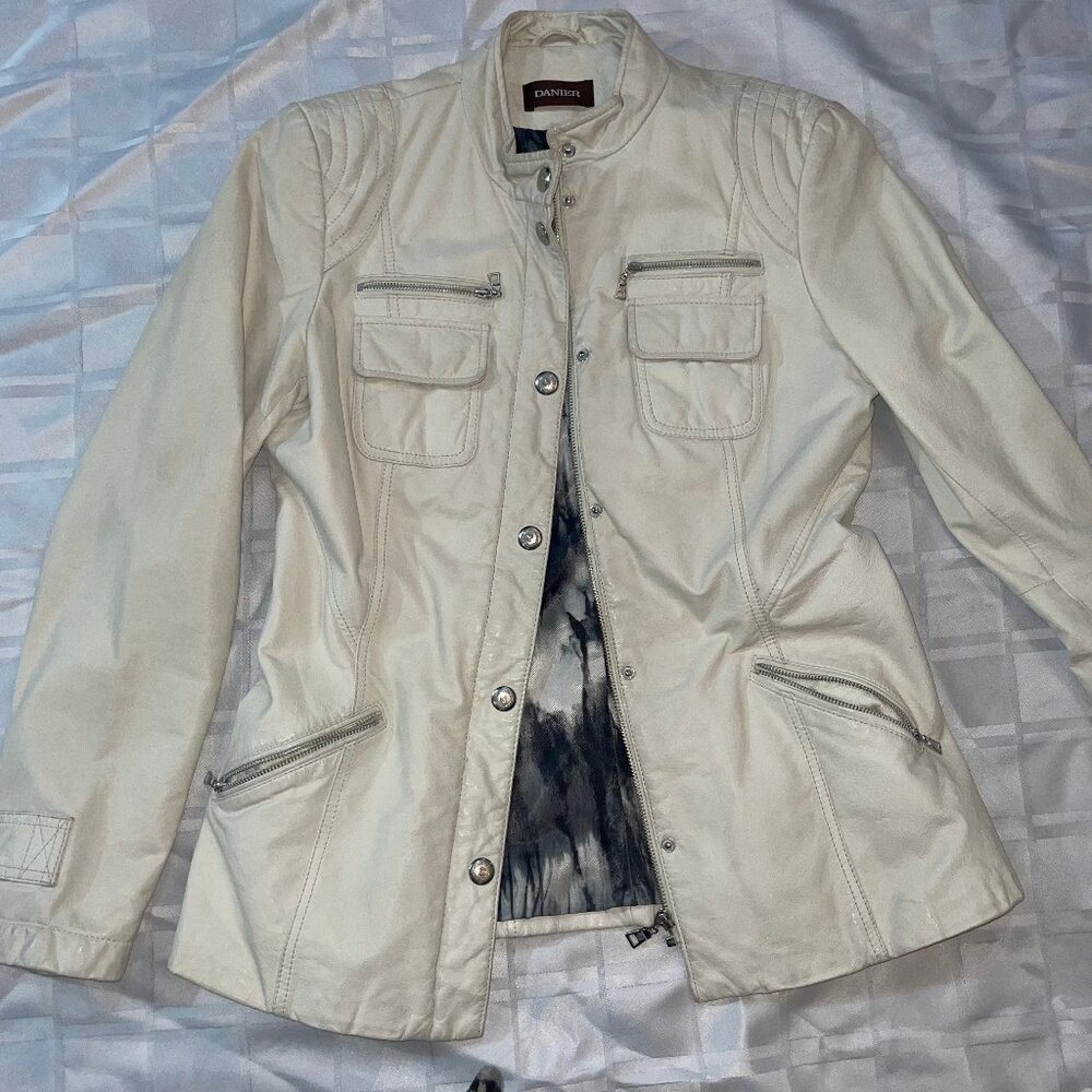 Danier Cream Leather Jacket S